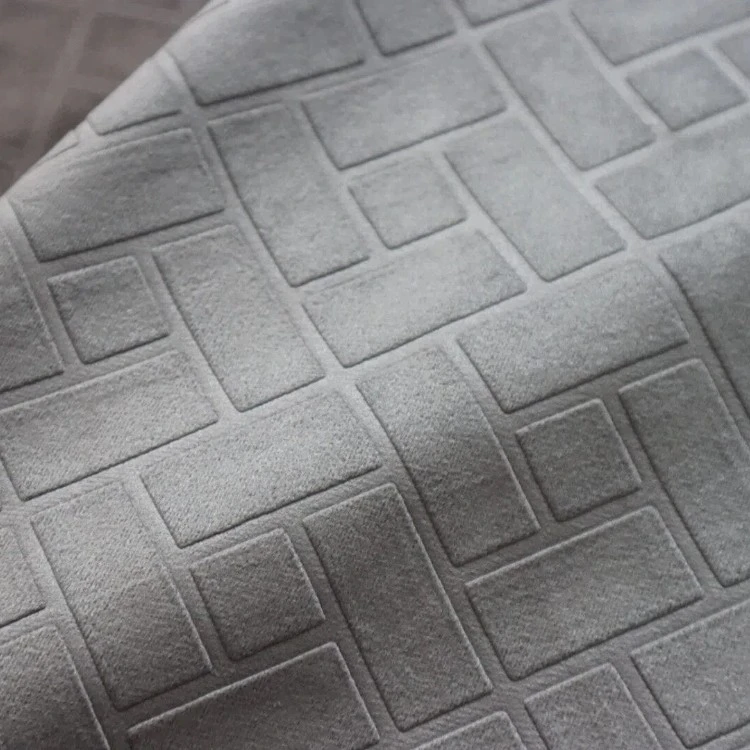 3D Geometric Embossed Holland Velvet Upholstery Fabric For Sofa