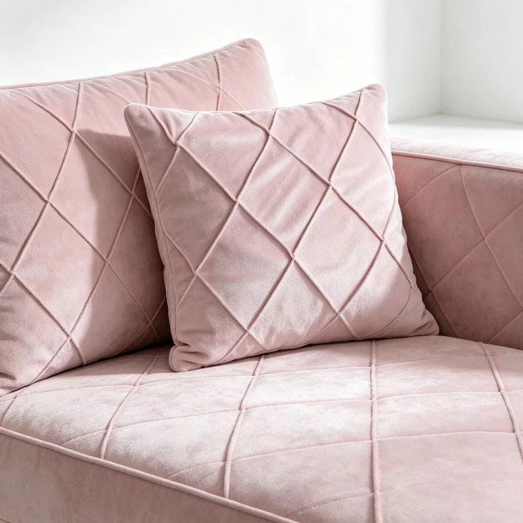 Blush Pink Diamond CNC Quilted Holland Velvet Upholstery Fabric suppliers