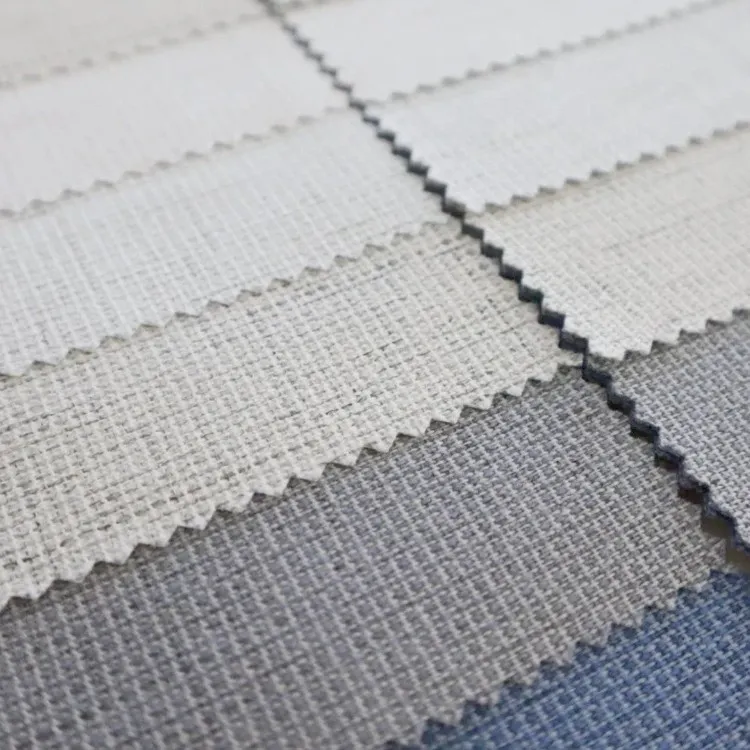 Full Blackout Linen Texture Polyester Curtain Fabric