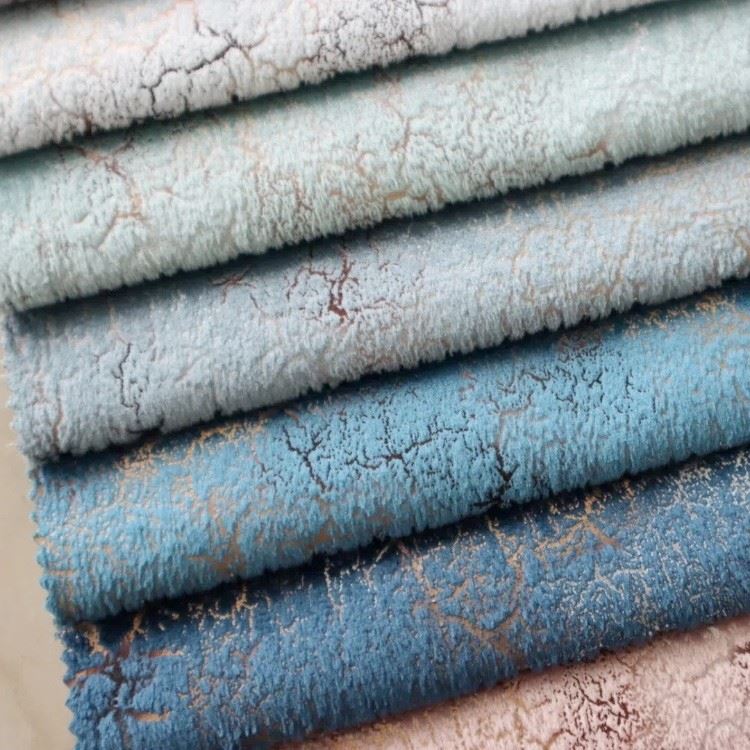 Gold Foil Printed Holland Velvet Curtain Fabric Luxury Cracked Pattern Window Treatment Home Decoration Material