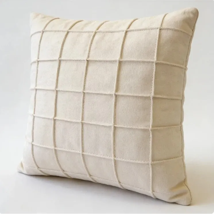 Grid Stitched Plush Holland Velvet Upholstery Fabric Furniture