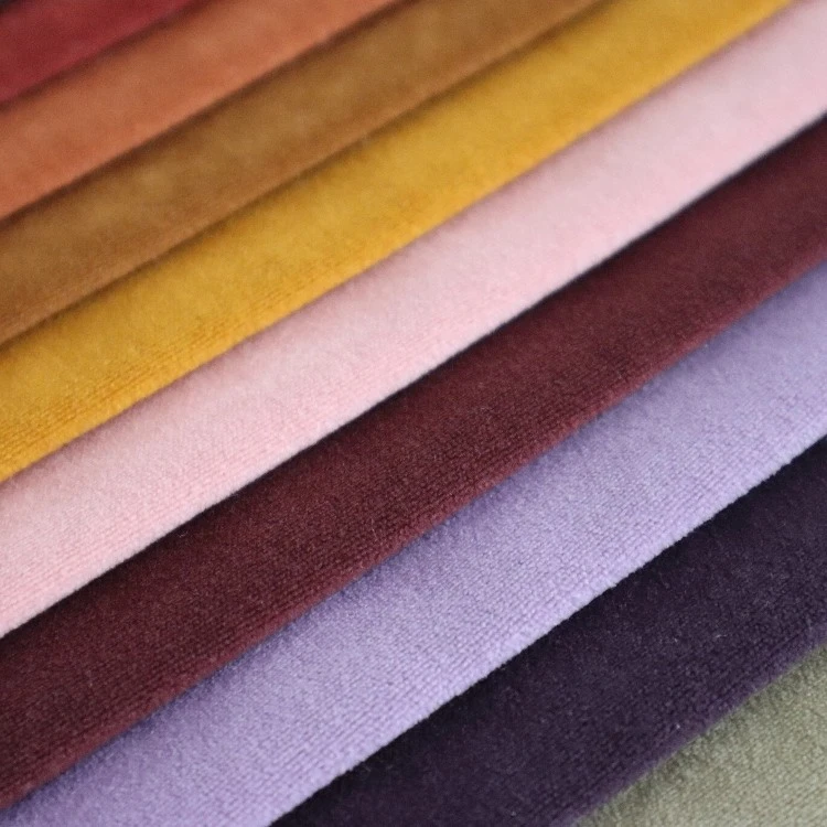 Multi Solid Color Plain Velvet Fabric For Luxury Sofa Decor
