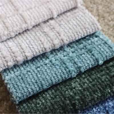 Grid Jacquard Chenille Warp Knitted Upholstery Fabric Sofa Custom Furniture