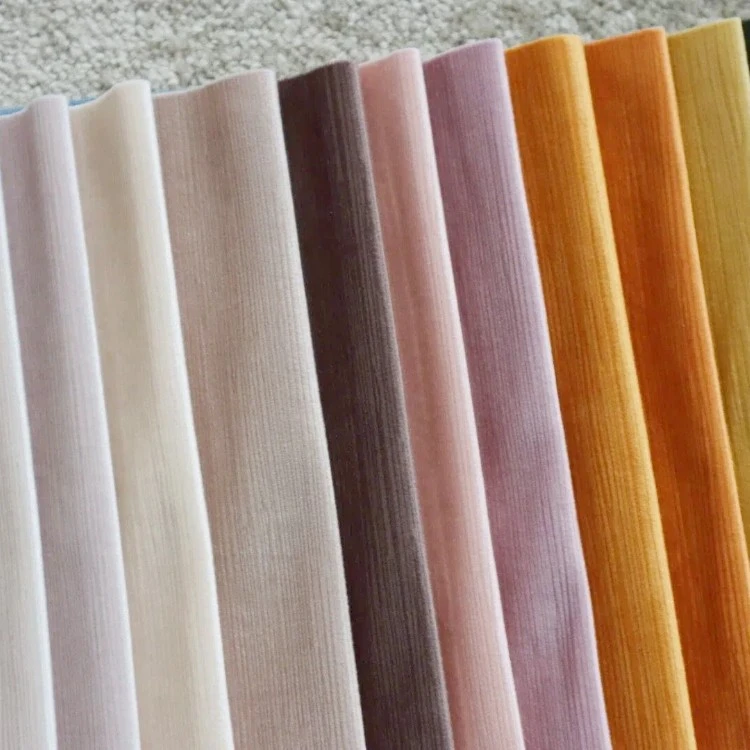 Vertical Rib Striped Chenille Curtain Fabric Raised Groove Woven Drapery Material factory Vertical Rib Striped Chenille Curtain Fabric Raised Groove Woven Drapery Material factory